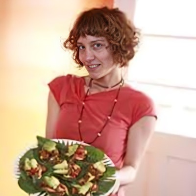 Heidi Van Pelt showing her vegan food.
